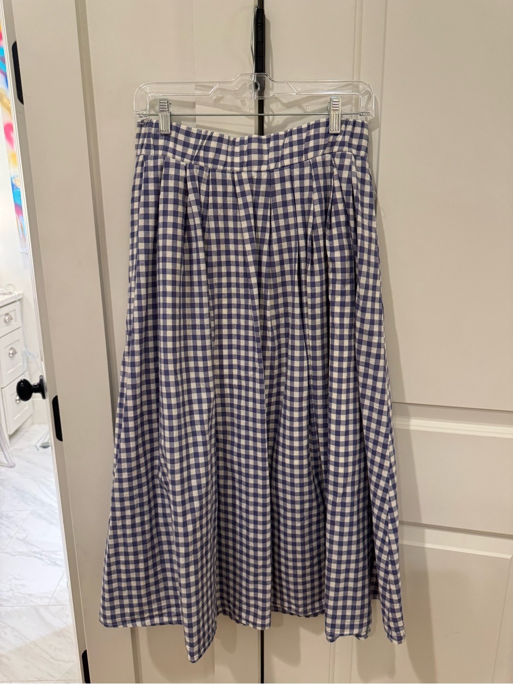 Purple and White Gingham Midi Skirt - Picture 2 of 3